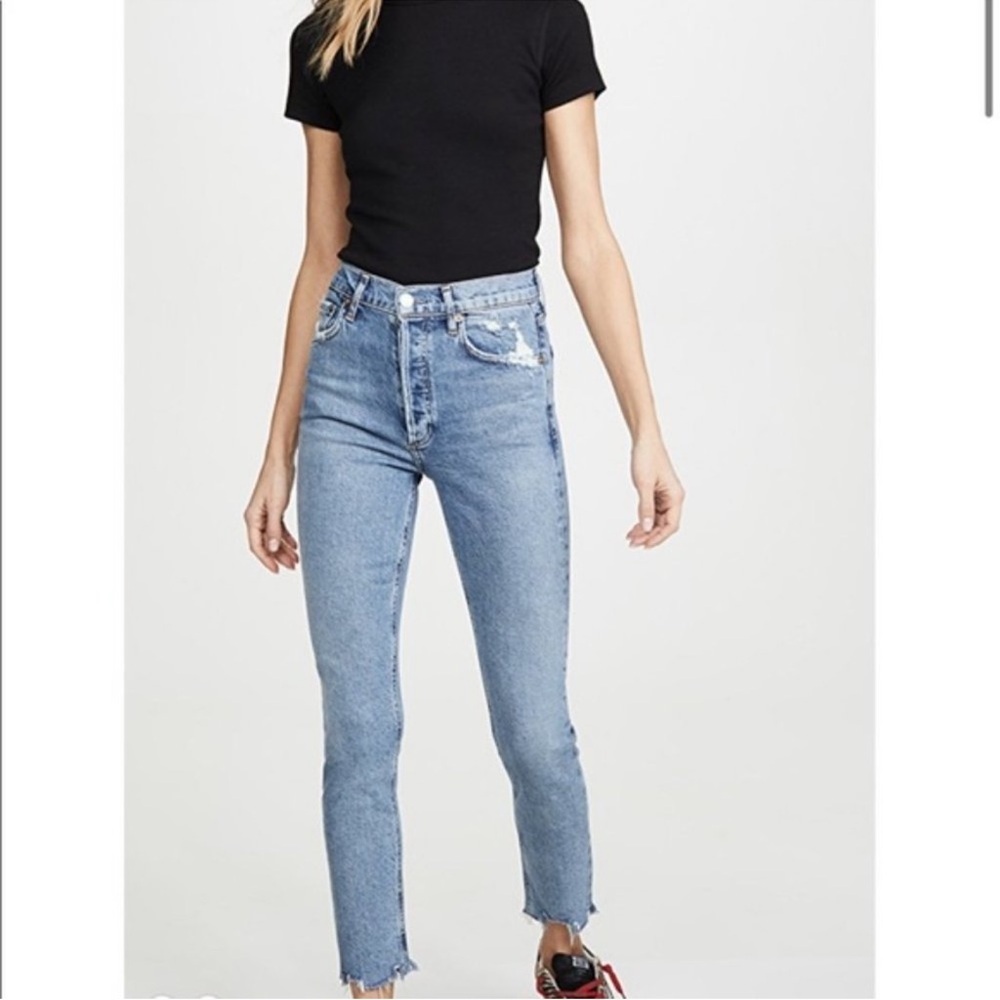 AGOLDE High-Rise Light Blue Distressed Jeans